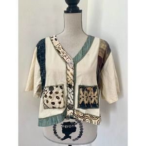 90's Vintage Faith by Celia Forrester Patchwork ButtonUp Top